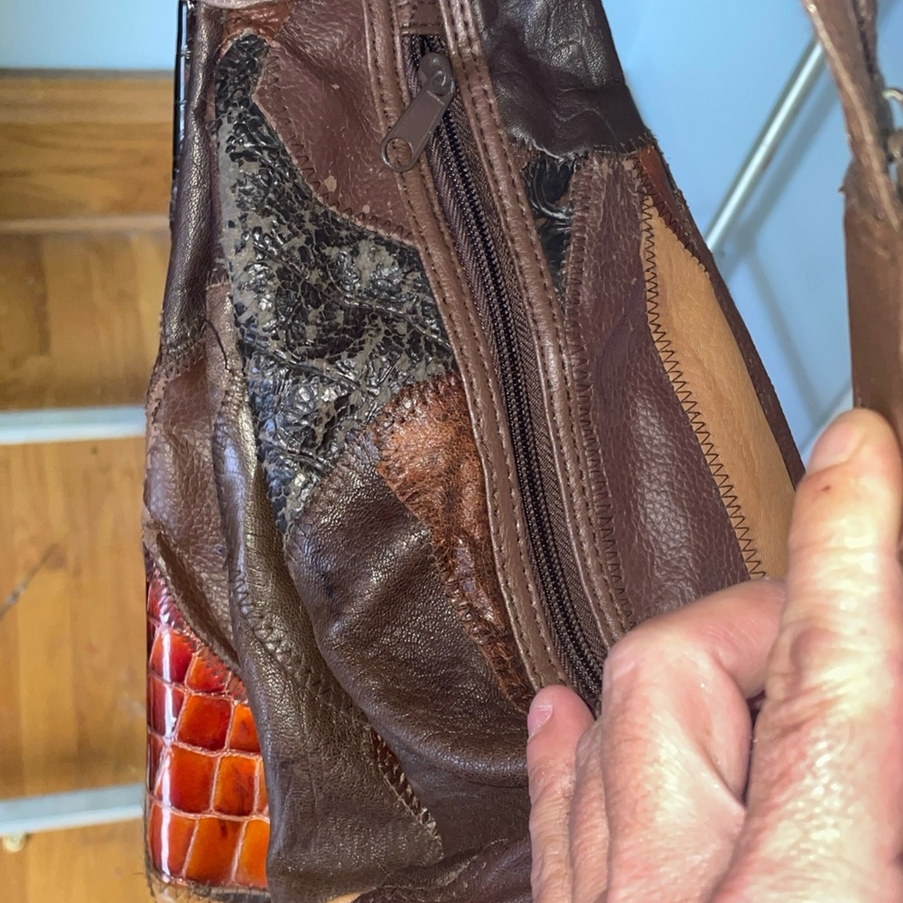 Patchwork Leather Sling Bag - image 7